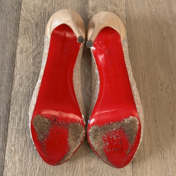 Christian Louboutin nude sequence peep toe size 37, 140 heel includes dust bag - Picture 9 of 10